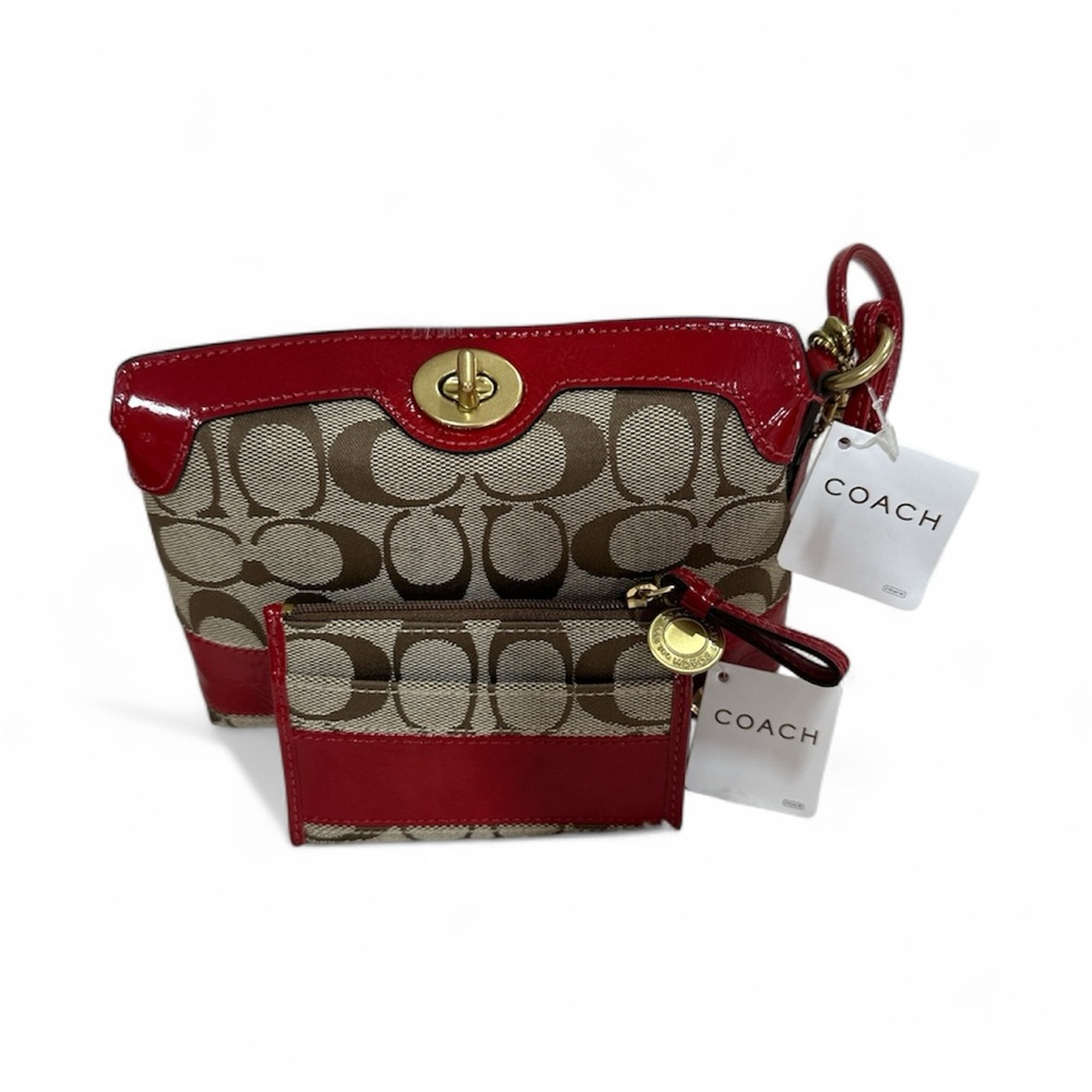 Coach Red and Brown Clutch and Wristlet Set